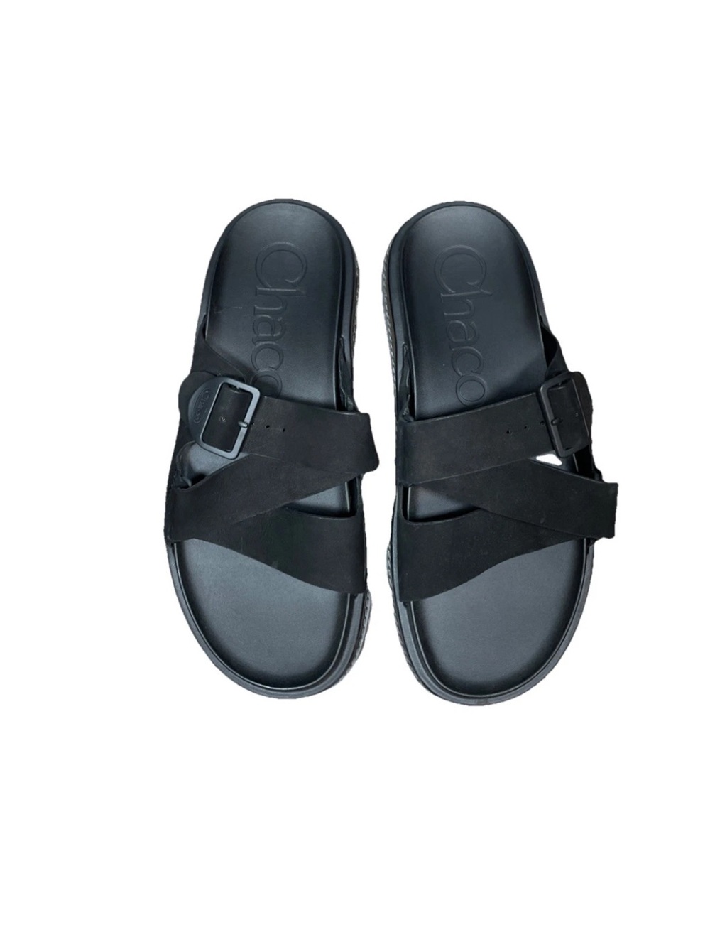 Chaco Womens Townes Slide Nubuck Leather Sandals Adjustable Buckle Black Size 10
